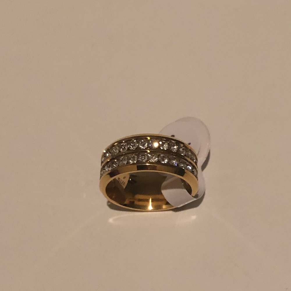 8MM Crystal Sapphire Band Ring Gold Size 6 - Picture 4 of 6